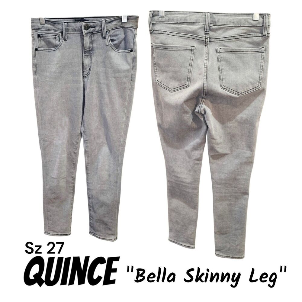 Quince Bella Sz 27 Skinny Greyed Out High Rise Organic Cotton 5 Pocket Jeans